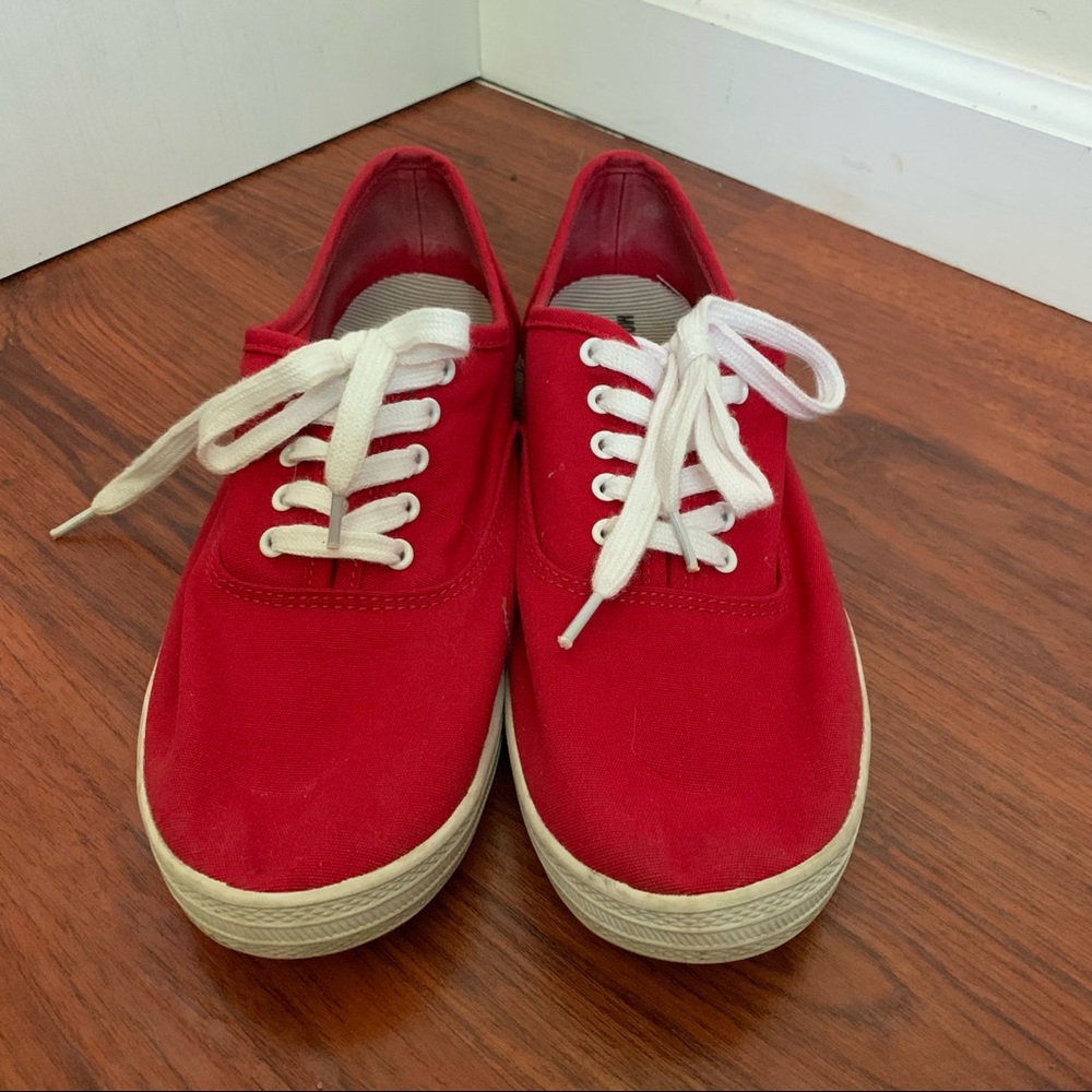 Red canvas shoes